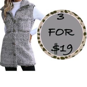 3/$19 NWOT Longline Sherpa Fuzzy Fleece Winter vest